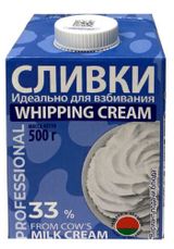 Изображение товара Сливки питьевые «Молочный мир» для взбивания стерилизованные 33% БЗМЖ Беларусь, 500 г