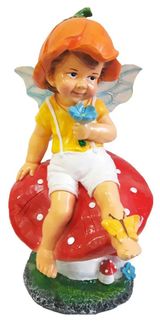 Изображение товара Фигура садовая Мальчик на грибе с бабочкой, 49 см