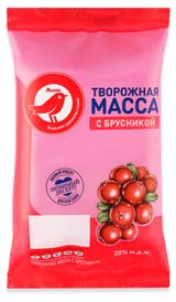 Изображение товара Творожная масса АШАН Красная птица с брусникой 20% БЗМЖ, 180 г