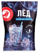 Изображение товара Лед пищевой коктейльный АШАН Красная птица для коктейлей и напитков в кубиках из очищенной питьевой воды замороженный, 1 кг