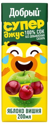 Изображение товара Сок «Добрый» Active kid яблоко-вишня, 200 мл