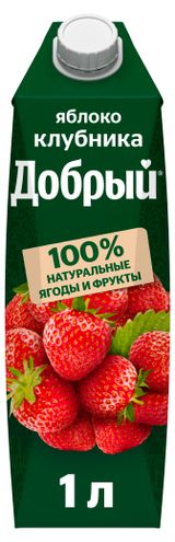 Изображение товара Напиток сокосодержащий «Добрый» Яблоко-Клубника, 1 л