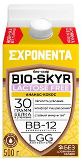 Изображение товара Напиток кисломолочный Exponenta BIO-SKYR ананас-кокос высокобелковый безлактозный без добавления сахара 0% БЗМЖ Беларусь охлажденный, 500 г