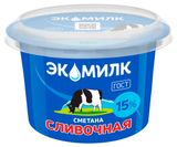 Изображение товара Сметана «Экомилк» Классическая 15% ГОСТ БЗМЖ, 180 г