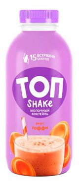 Изображение товара Коктейль молочный «ТОП» Shake со вкусом тоффи 2% БЗМЖ Беларусь охлажденный, 450 г