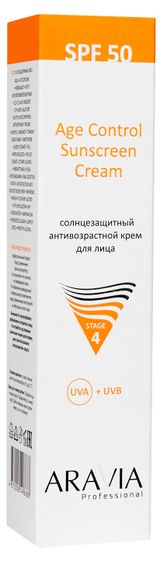 Изображение товара Крем солнцезащитный для лица ARAVIA Professional AGE Control SPF 50%, 100 мл