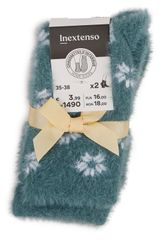 Изображение товара Носки женские новогодние InExtenso зеленые с белыми цветочками