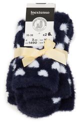 Изображение товара Носки женские новогодние InExtenso синие с сердечками