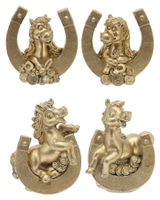 Изображение товара Фигурка декоративная Лошадка с подковой золотистая 7 см, 1 шт в ассортименте