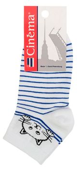 Изображение товара Носки женские Cinema Кот бело-голубые, размер 25