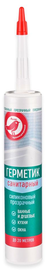 Изображение товара Герметик силиконовый АШАН Красная птица прозрачный, 260 мл