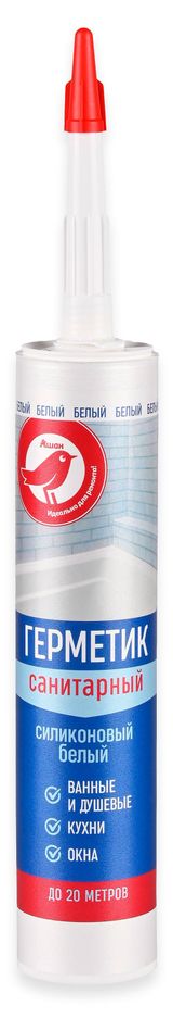 Изображение товара Герметик силиконовый АШАН Красная птица белый, 260 мл