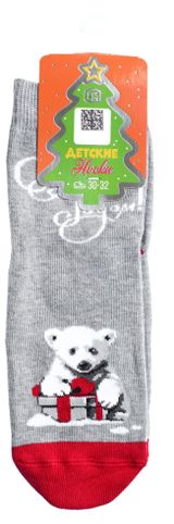 Изображение товара Носки детские новогодние «Брестские» серый меланж, р. 19-20