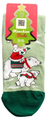 Изображение товара Носки женские новогодние «Брестские» Classic серо-зеленый, р. 25