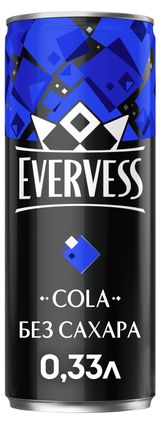 Изображение товара Напиток газированный Evervess Кола без сахара, 0,33 л