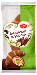 Изображение товара Круассан пшеничный слоеный сладкий «Черемушки» Дубайский с фисташковой пастой и темным шоколадом, 80 г