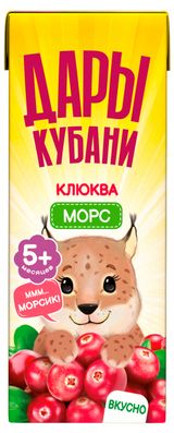 Изображение товара Морс «Дары Кубани» клюква с 5 мес., 200 мл