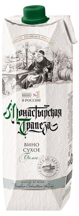 Изображение товара Вино «Монастырская трапеза» столовое белое сухое Россия, 1 л