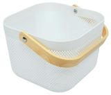 Изображение товара Корзинка для хранения Actuel с бамбуковой ручкой белая, 24,5x24,5x18 см