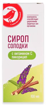 Изображение товара Сироп солодки АШАН Красная птица с витамином С ликорцил, 100 мл