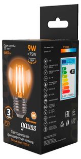 Изображение товара Лампа светодиодная Gauss Е27 9W 680 Лм теплый белый