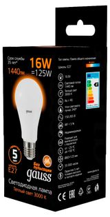 Изображение товара Лампа светодиодная Gauss E27 16W 1440 Лм теплый белый