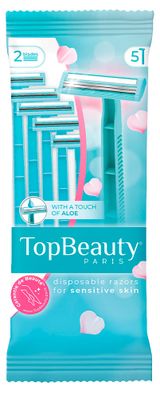 Изображение товара Станок для бритья женский TopBeauty Paris 2 лезвия одноразовый, 5 шт