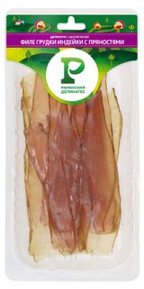 Изображение товара Филе грудки индейки сыровяленые «Раменский Деликатес» с пряностями нарезка, 100 г