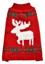 Изображение товара Свитер новогодний для собак красный с белым