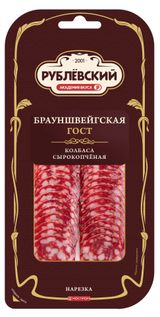Изображение товара Колбаса сырокопченая «Рублёвский» Брауншвейгская нарезка, 80 г
