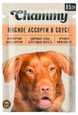 Изображение товара Влажный корм для собак Chammy мясное ассорти в соусе, 85 г