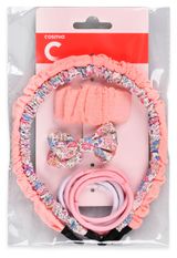 Изображение товара Набор Cosmia ободки резинки заколки розовые, 6 предметов