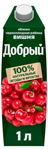 Изображение товара Нектар «Добрый» яблоко черноплодная рябина вишня, 1 л