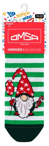 Изображение товара Носки детские новогодние Omsa с гномиком в зеленую полоску, р 27-30