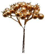 Изображение товара Набор-букет DecoLine из 3 веток с ягодами на вставках H14 см золотой для цветов и подарков, 1 шт