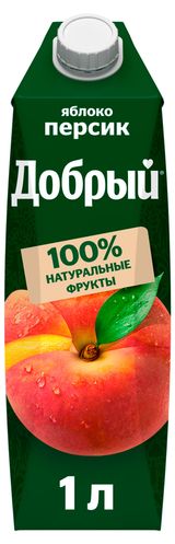 Изображение товара Напиток сокосодержащий «Добрый» Персик-Яблоко, 1 л