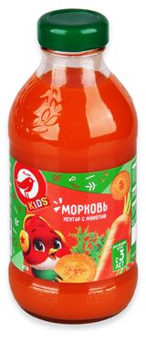 Изображение товара Нектар АШАН Красная птица Kids морковь с мякотью, 330 мл