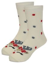 Изображение товара Носки для девочек новогодние «Носик» бежевые, р 18-20