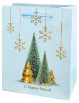 Изображение товара Пакет подарочный Miland Елочки 26x32x10 см, 1 шт в ассортименте