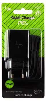 Изображение товара Зарядное устройство сетевое Red Line LP GC-07 USB-C PD25W + кабель Type-C - Type-C 1 м черное