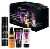 Изображение товара Набор подарочный «ТРЕСеммé» восстанавливающий для поврежденных волос, Шампунь 45 мл + Бальзам для волос 45 мл + Сухой шампунь 75 мл + Масло для волос 50 мл + косметичка