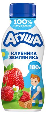 Изображение товара Йогурт питьевой детский «Агуша» Я САМ! Клубника-Земляника с 3 лет 2,7% БЗМЖ, 180 г