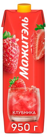 Изображение товара Напиток сывороточно-молочный «Мажитэль» Клубника стерилизованный 0,05% БЗМЖ, 950 г