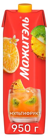 Изображение товара Напиток сывороточно-молочный «Мажитэль» Мультифрукт стерилизованный 0,05% БЗМЖ, 896 мл