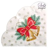 Изображение товара Салфетки одноразовые бумажные Bouquet Вокруг света Новогодние колокольчики 3 слоя, d 32 см, 12 л