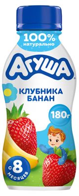 Изображение товара Йогурт питьевой детский «Агуша» клубника-банан 2,7% с 8 мес., 180 г