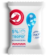 Изображение товара Творог АШАН Красная птица 5%, 180 г
