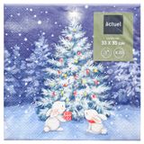 Изображение товара Салфетки бумажные Actuel Ночная ель 3 слоя 33х33 см, 20 л