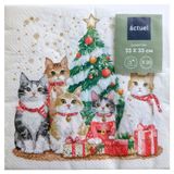 Изображение товара Салфетки бумажные Actuel Котята у елки 3 слоя 33х33 см, 20 л