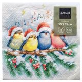 Изображение товара Салфетки бумажные Actuel Птички на ветке 3 слоя 33х33 см, 20 л